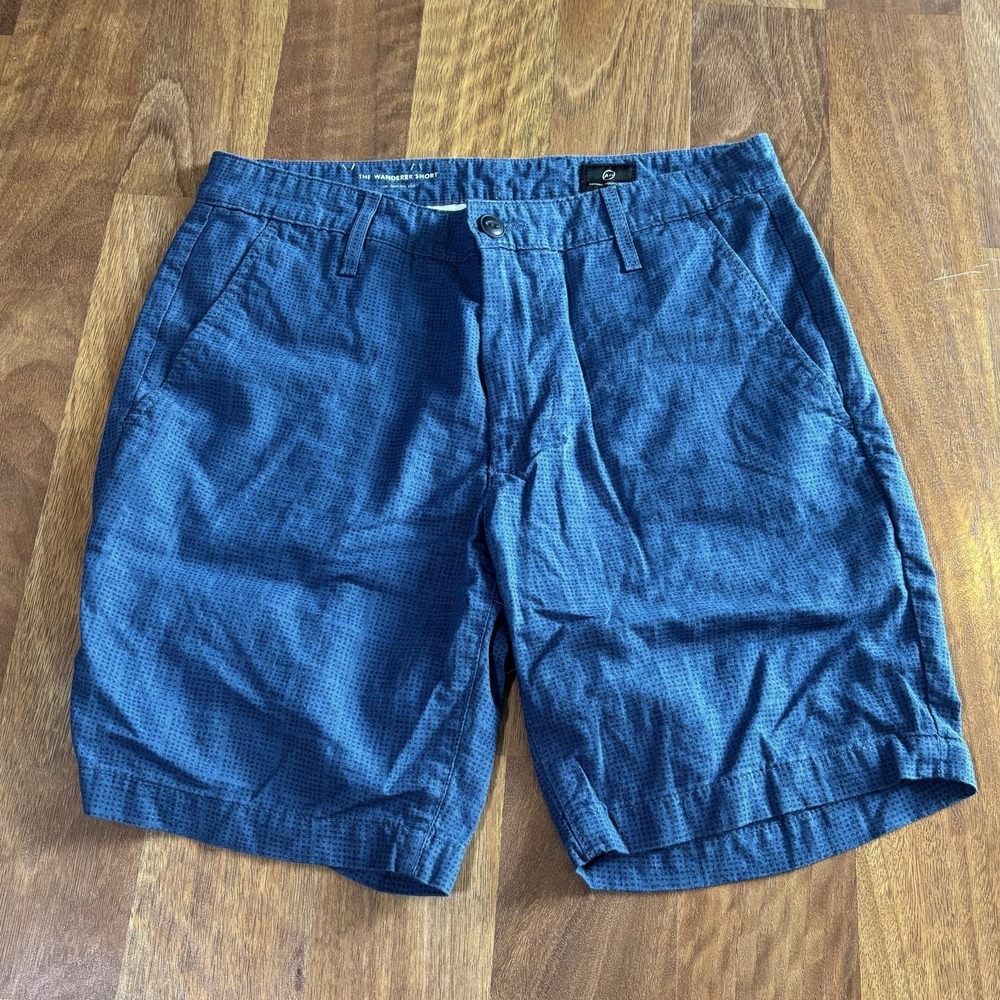 AG Adriano Goldschmied Shorts Mens 31 Blue Geometric Wanderer Chino 10 Inseam